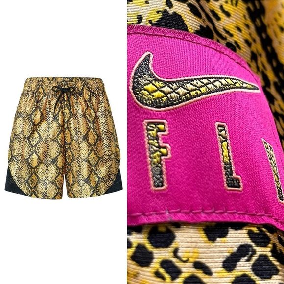 NEW Nike Dri-FIT Rebel Fly Basketball Shorts Large Gold Black Snake Print Womens - Picture 1 of 8